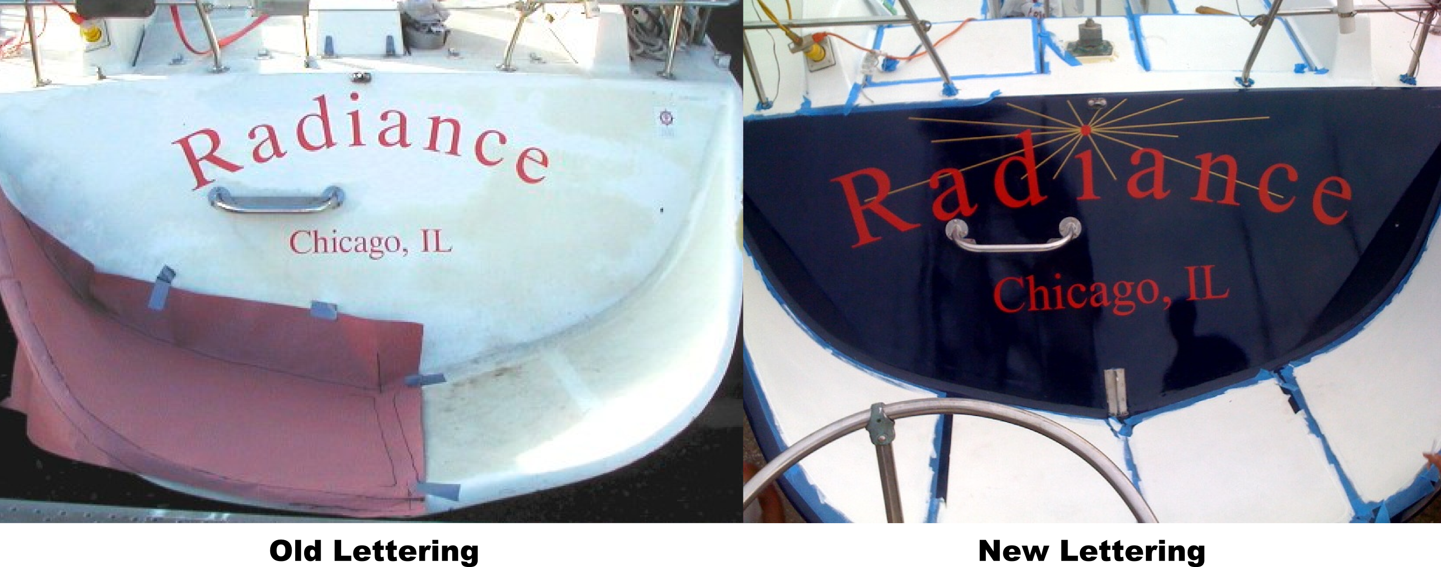 Radiance boat before and after